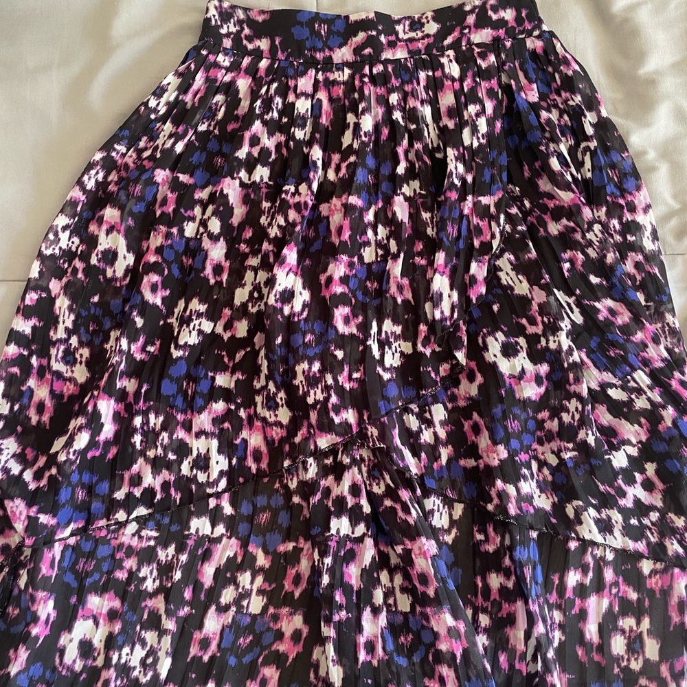Charlotte Russe Hi-Lo Midi Skirt in Black, Pink & Blue Size S